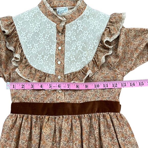 Vintage 70s Cinderella Prairie Dress Lace Ruffle Floral Western Sz 10 *READ* USA - Picture 9 of 10